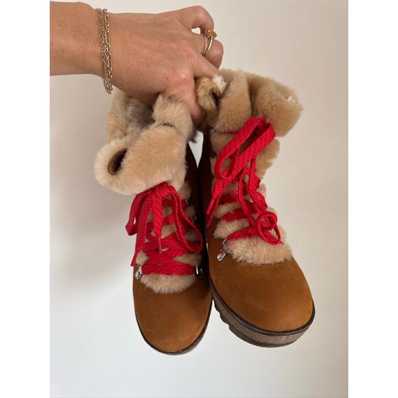 J.Crew Nordic Nubick Leather Wedge Hiking Inspired Boots - 7 - Picture 2 of 7